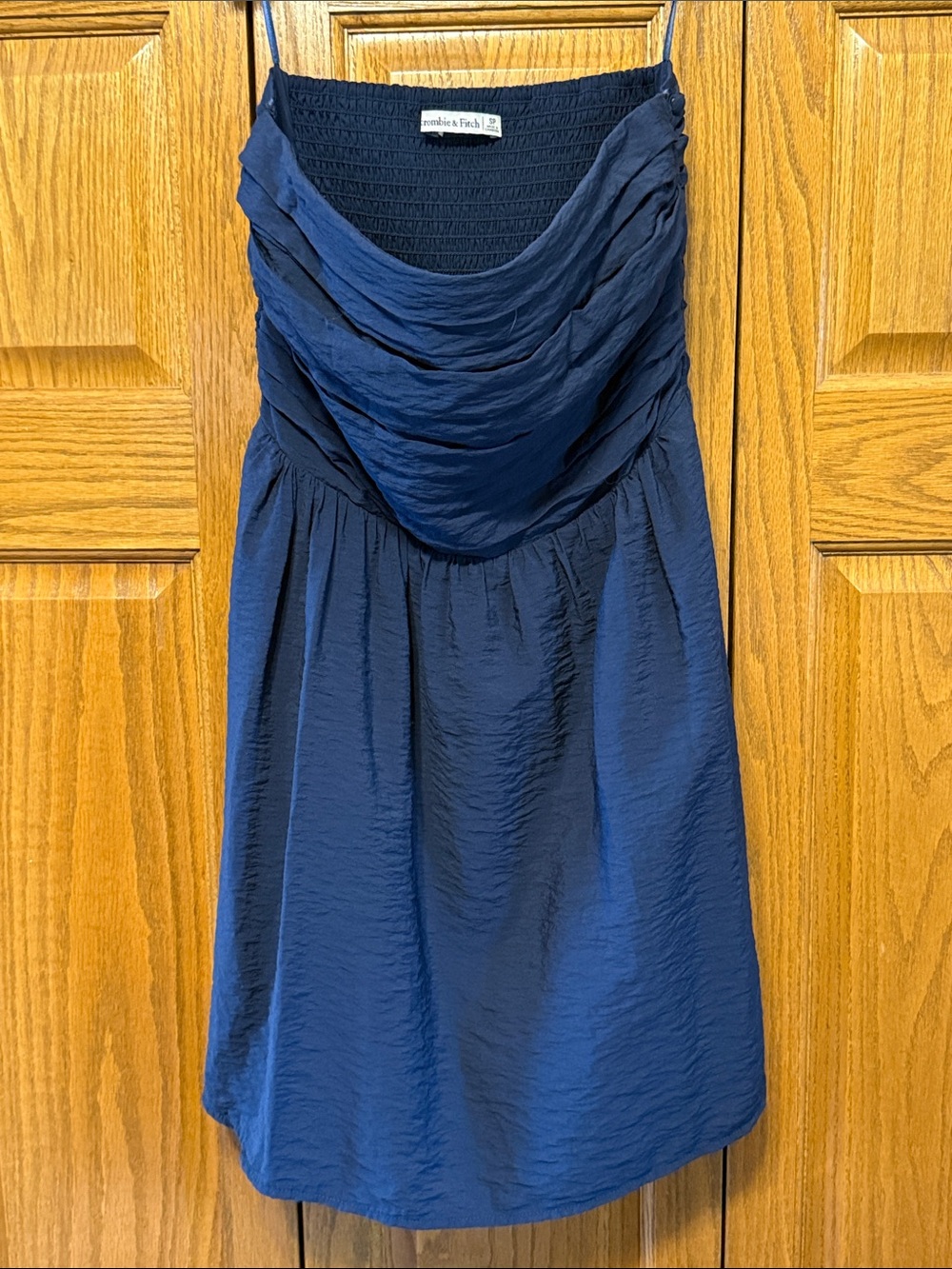 Abercrombie & Fitch Navy Strapless Cowl Neck Dress-Size: SP